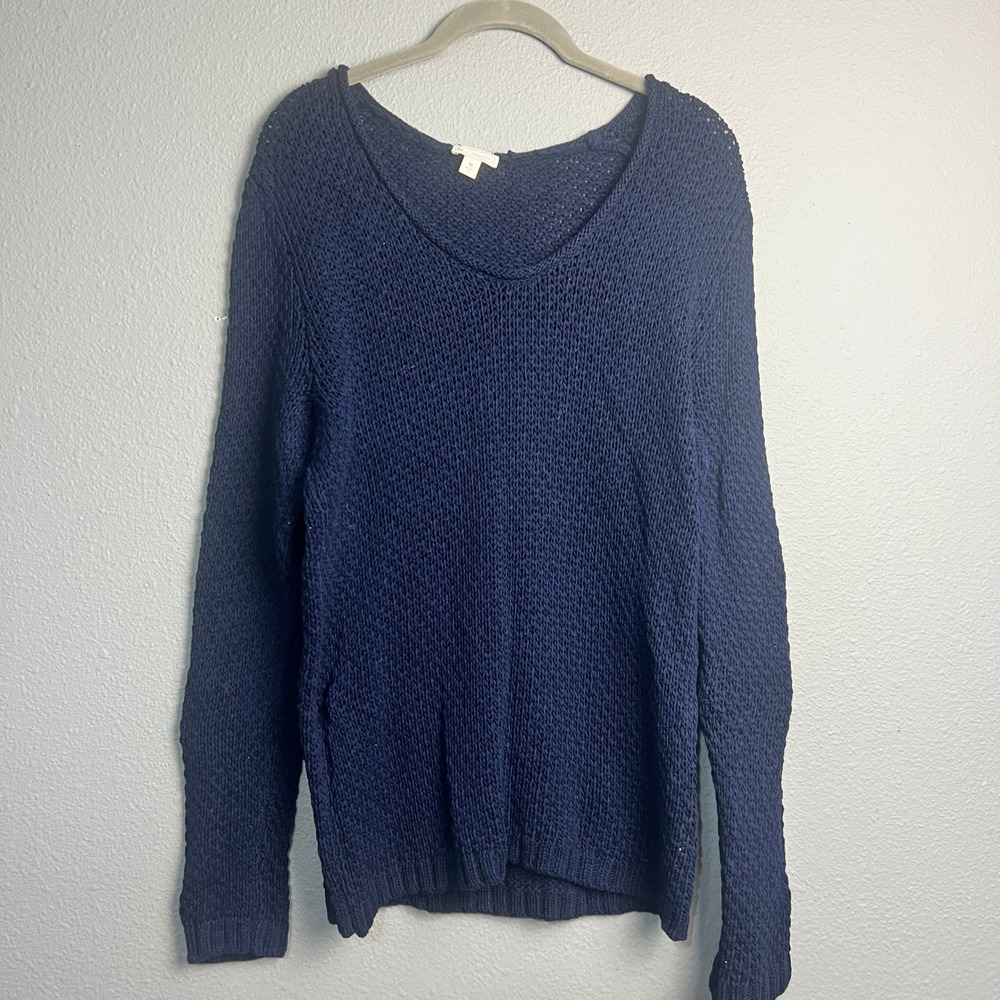 Vintage Gap Navy Blue V Neck Textured Open Knit Sweater Retro 80s Y2K XL